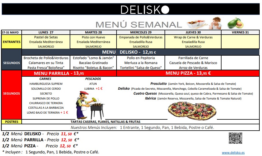 MENU DEL DIA del 27 al 31 de MAYO de 2024 Image
